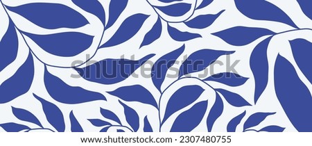 Botanical art background vector. Abstract natural hand drawn pattern design with flowers, leaves, branches. Simple contemporary style illustrated Design for fabric, print, cover, banner, wallpaper.