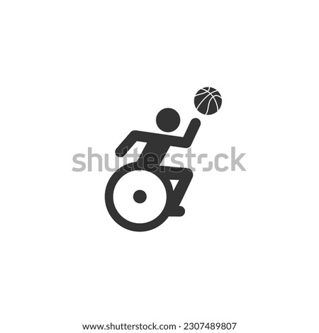 Wheelchair athlete playing basketball flat vector icon for sports apps and websites