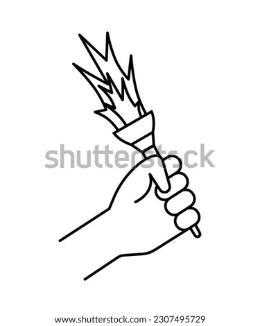 hand holding torch icon, vector best line icon.