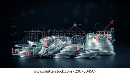Business finance and investment concept.Creative graphic show economy and financial growth by investment in valuable asset to gain wealth profit.market report on cash currency concept