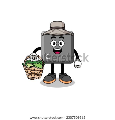 Character Illustration of keyboard C key as a herbalist , character design