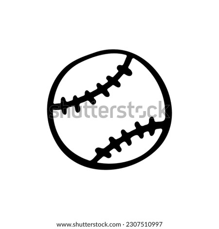 Baseball. Hand drawn black doodle isolated on white background. Vector Illustration. EPS10