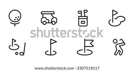 golf sport related icon, games vector set design with Editable Stroke. Line, Solid, Flat Line, thin style and Suitable for Web Page, Mobile App, UI, UX design. Royalty-Free Stock Photo #2307518117