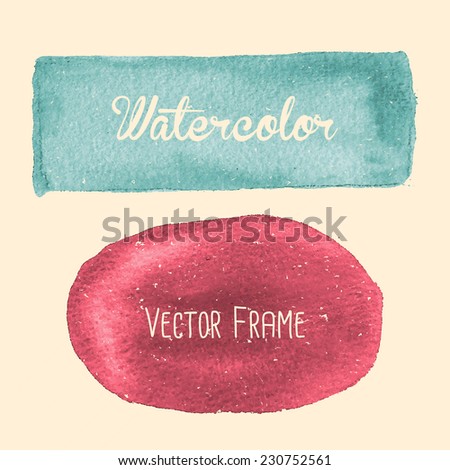 Watercolor vector blue and red frames and banners for text.