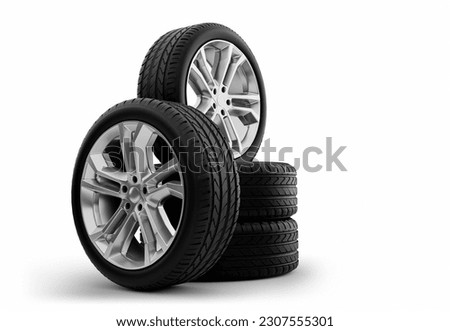 Car tires isolated on white background. Car wheels set.Wheel car, Car tire, Royalty-Free Stock Photo #2307555301