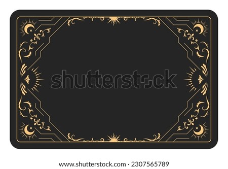 The reverse side of a tarot cards batch, frame with fancy pattern, esoteric and mystic border, sorcery, vector Royalty-Free Stock Photo #2307565789