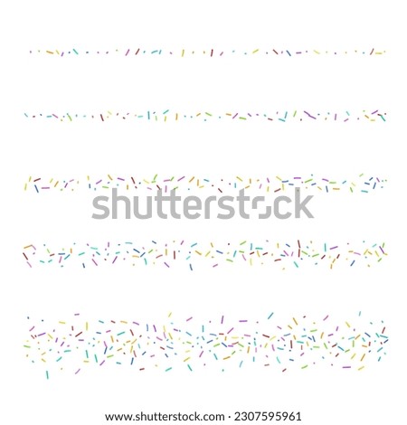 Candy Sprinkle Lines, Donut Rainbow Sprinkles Borders Isolated, Sweet Color Glaze Decoration, Many Small Vermicelli on White Background Top View, Vector Illustration Royalty-Free Stock Photo #2307595961