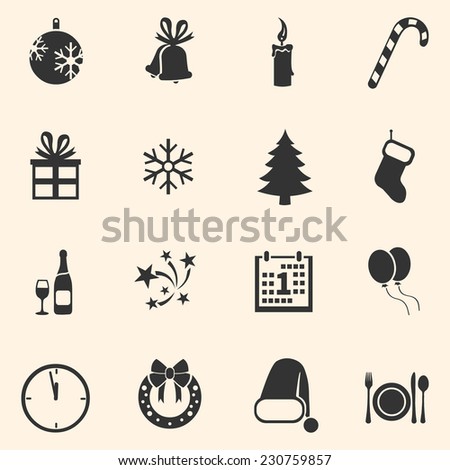 Vector Set of New Year and Christmas Icons