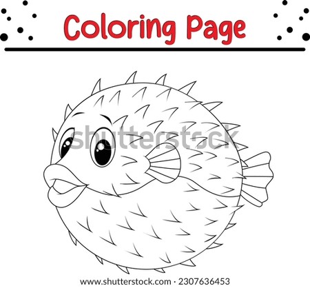  Pufferfish coloring page for kids. sea animal coloring book for children