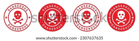 Dangerous label icon. Poison label. Skull icon, vector illustration