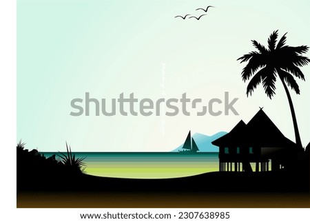 beach scene vector for billboard poster