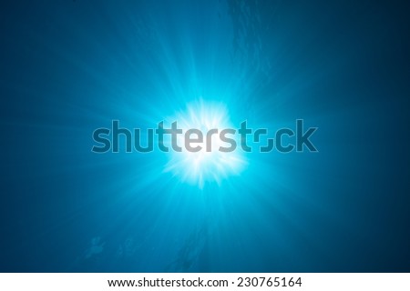 Underwater Blue Sunburst Royalty-Free Stock Photo #230765164
