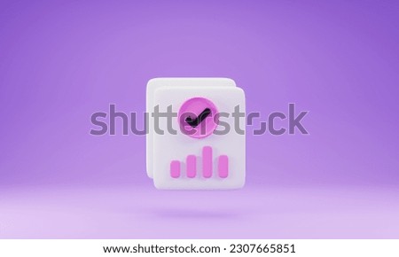 3d rendering document icon isolated on purple background. Finance icon concept. 3d illustration