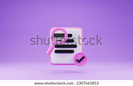 Clipboard icon isolated on purple background. 3d rendering illustration