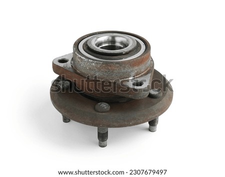 Used Wheel Bearing isolated on white background with clipping paths