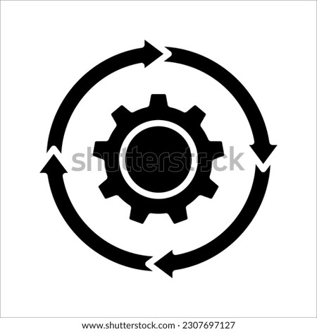 Workflow process icon, Gear cog wheel vector illustration on white background.