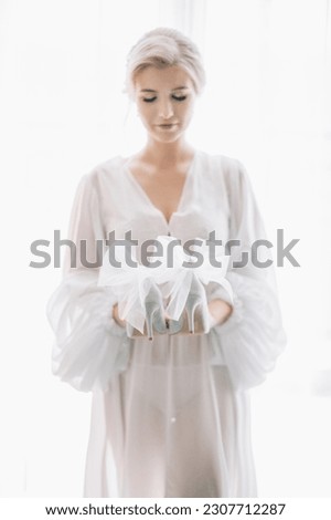 Beautiful bride morning wedding preparation