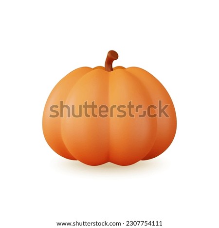 3d Fresh Vegetable Whole Pumpkin Concept Cartoon Style Symbol of Autumn Isolated on a White Background. Vector illustration
