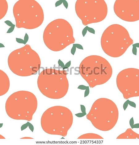 Orange seamless pattern. Fruit elements ornament isolated on white. Vector illustration
