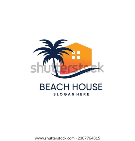 Beach house logo vector with creative design idea