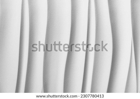 Gypsum texture. White wavy background. Interior wall decoration, 3D panel, white abstract digital wall pattern, 3D wall panel pattern for interior. Royalty-Free Stock Photo #2307780413
