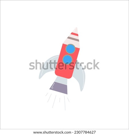 Rocket ship flat vector ilustration. Space element.