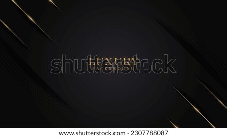 luxury black background vector illustration with shiny gold line and halftone. luxury elegant theme design Royalty-Free Stock Photo #2307788087