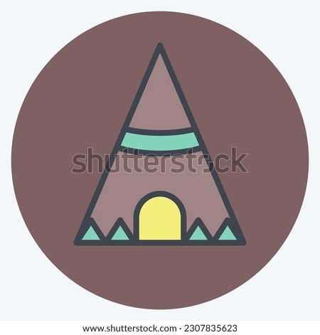 Icon Teepee. related to American Indigenous symbol. color mate style. simple design editable