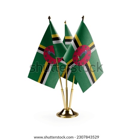 Small national flags of the Dominica on a white background.