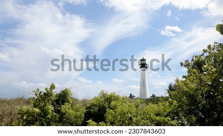 Key Biscayne Lighthouse: Iconic Beacon of Miami's Coastal Charm - Striking Stock Photos of Florida's Historic Landmark