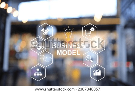 Business model info graphic and blur background for business template presentation or copy space. online and digital marketing concept.