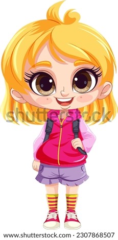 Adorable Girl with Big Eyes and Blonde Hair illustration