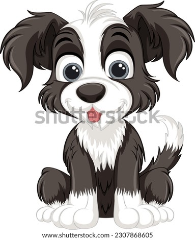 Cute dog cartoon character sitting illustration