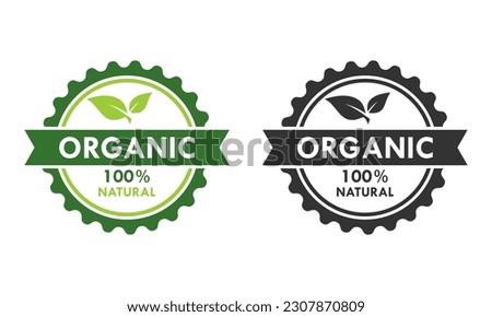 Organic - 100 % natural badge template illustration Royalty-Free Stock Photo #2307870809