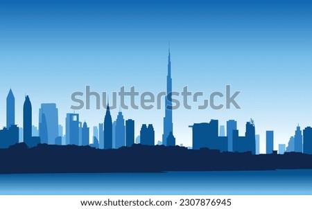 UAE Dubai city Skyline Silhouette Vector illustration Royalty-Free Stock Photo #2307876945
