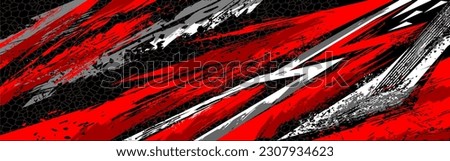 Car decal design vector. Graphic abstract stripe racing background kit designs for wrap vehicle, race car, rally, adventure and livery Royalty-Free Stock Photo #2307934623
