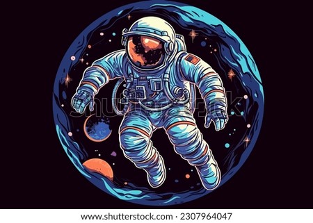 Astronaut in space. Vector illustration. Royalty-Free Stock Photo #2307964047