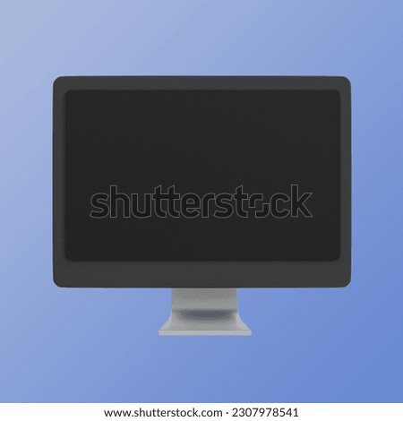 3d minimal blank PC screen. PC screen with copy space. monitor screen mockup. 3d illustration. clipping path included.