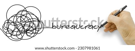 Bureaucracy concept with hand drawing a tangle which expresses concepts of complexity and complication of the rules Royalty-Free Stock Photo #2307981061