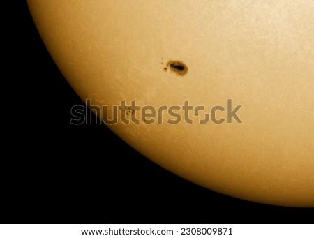 Suns surface with sunspots on 20th of May 2023 Royalty-Free Stock Photo #2308009871