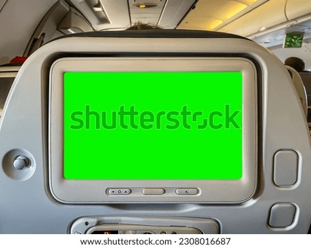 Large Green Screen Advertising Board - Airport In flight seat back scene with billboard for targeted ads towards commuters and passengers