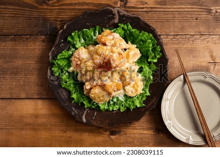 Shrimp fried crispy and served with mayonnaise sauce