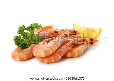 Tasty cooked shrimps isolated on white background