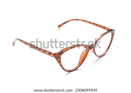 Stylish leopard printed eyeglasses isolated on white background