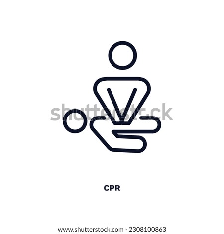 cpr icon. Thin line cpr icon from humans and behavior collection. Outline vector isolated on white background. Editable cpr symbol can be used web and mobile Royalty-Free Stock Photo #2308100863