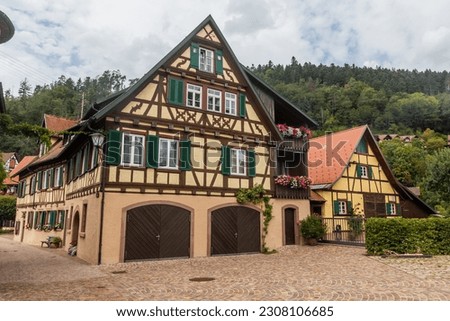 Half timbered house in Schiltach village, Baden-Wurttemberg state, Germany Royalty-Free Stock Photo #2308106685
