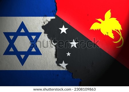 Israel flag and Papua New Guinea flag painting on wall