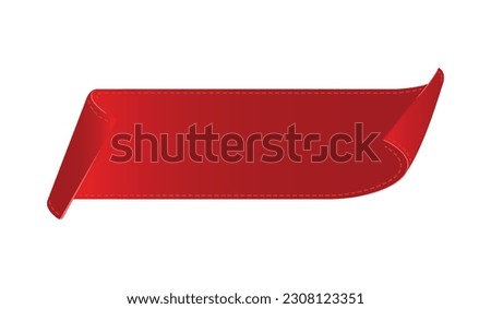 Simple red ribbon isolated on white background. Vector illustration.