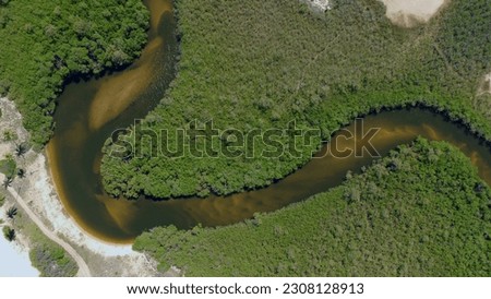 Aerial view of the Capybara Delta Capivara River, Brazil.