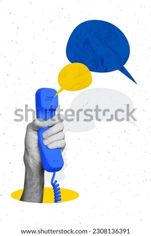 Template collage of hand hold vintage phone worried relatives friends call after terrible night missile attack stand with ukraine concept